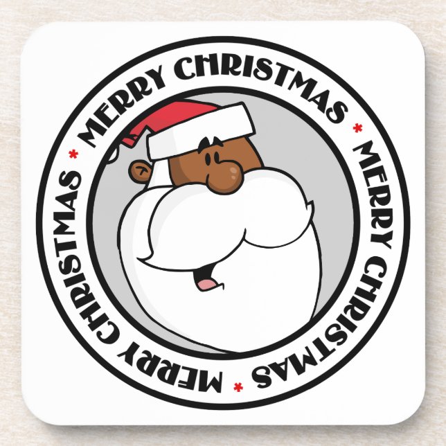 Black Santa Claus Beverage Coaster (Front)