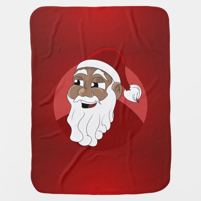 Black Santa Claus Cartoon Baby Blanket (Front)