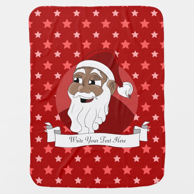 Black Santa Claus Cartoon Baby Blanket (Front)