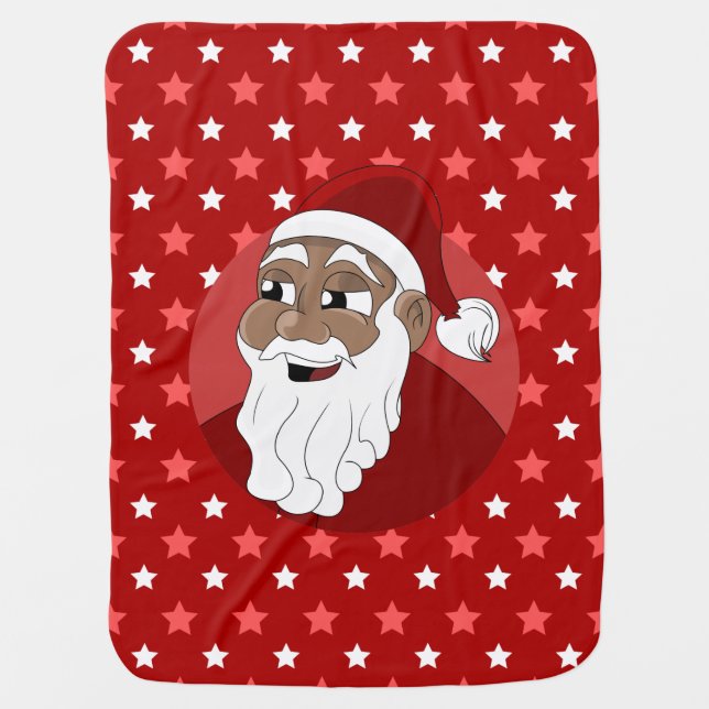 Black Santa Claus Cartoon Baby Blanket (Front)