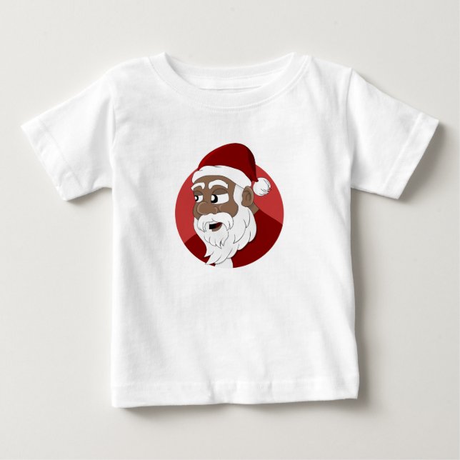 Black Santa Claus Cartoon Baby T-Shirt (Front)