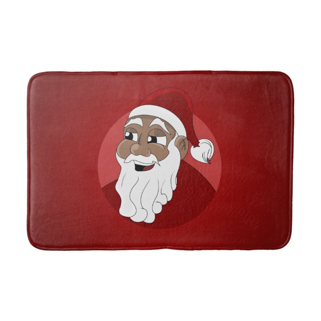 Black Santa Claus Cartoon Bath Mat (Front)