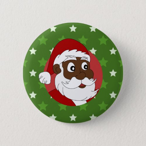 Black Santa Claus Cartoon Button