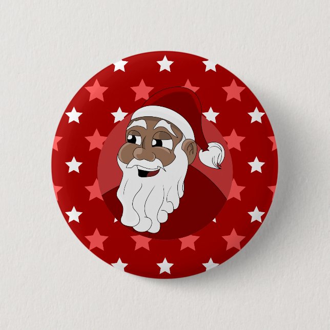 Black Santa Claus Cartoon Button (Front)