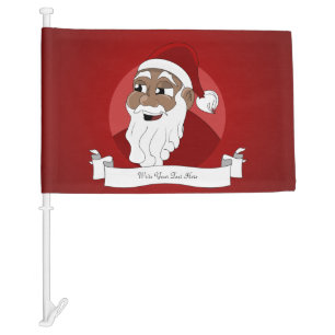 Black Santa Claus Cartoon Car Flag