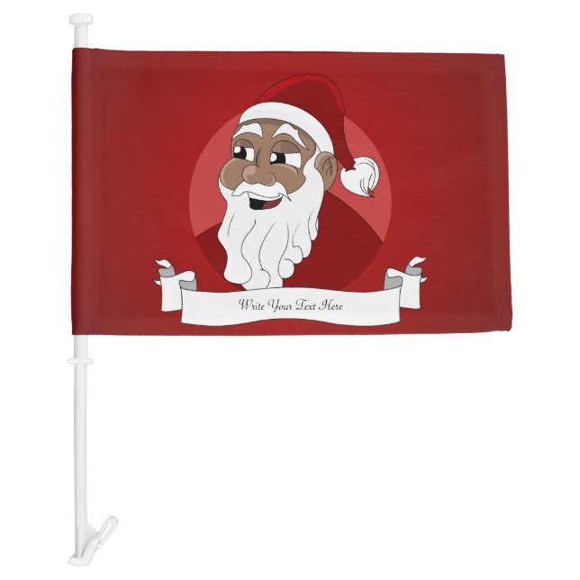 Black Santa Claus Cartoon Car Flag (Front)