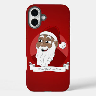 Black Santa Claus Cartoon iPhone 16 Plus Case