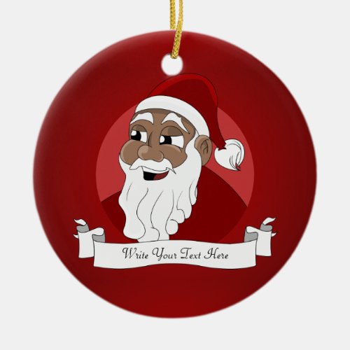 Black Santa Claus Cartoon Ceramic Ornament