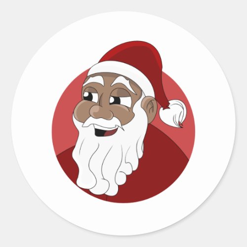 Black Santa Claus Cartoon Classic Round Sticker