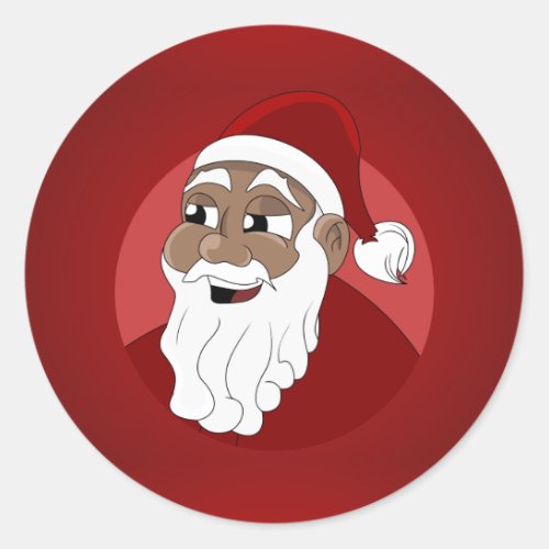 Black Santa Claus Cartoon Classic Round Sticker