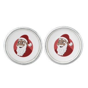 Black Santa Claus Cartoon Cufflinks
