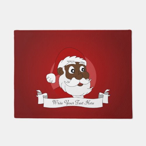 Black Santa Claus Cartoon Doormat