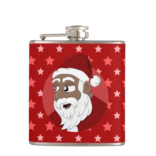 Black Santa Claus Cartoon Hip Flask