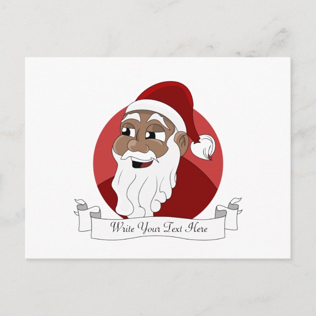 Black Santa Claus Cartoon Holiday Postcard (Front)