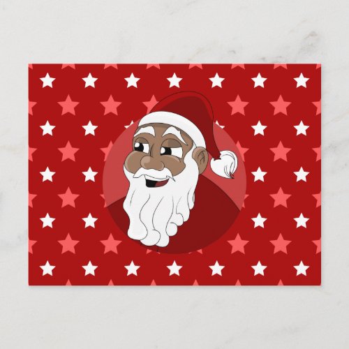 Black Santa Claus Cartoon Holiday Postcard