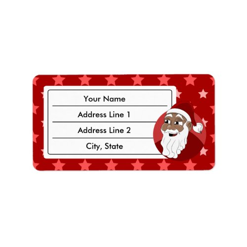 Black Santa Claus Cartoon Label