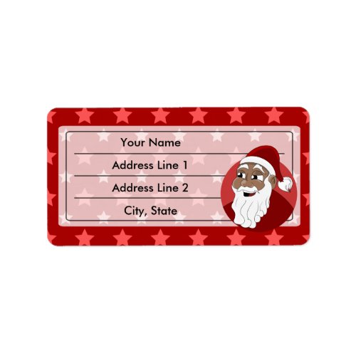 Black Santa Claus Cartoon Label