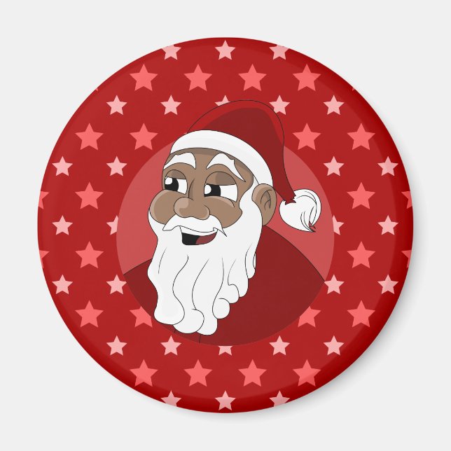 Black Santa Claus Cartoon Magnet (Front)