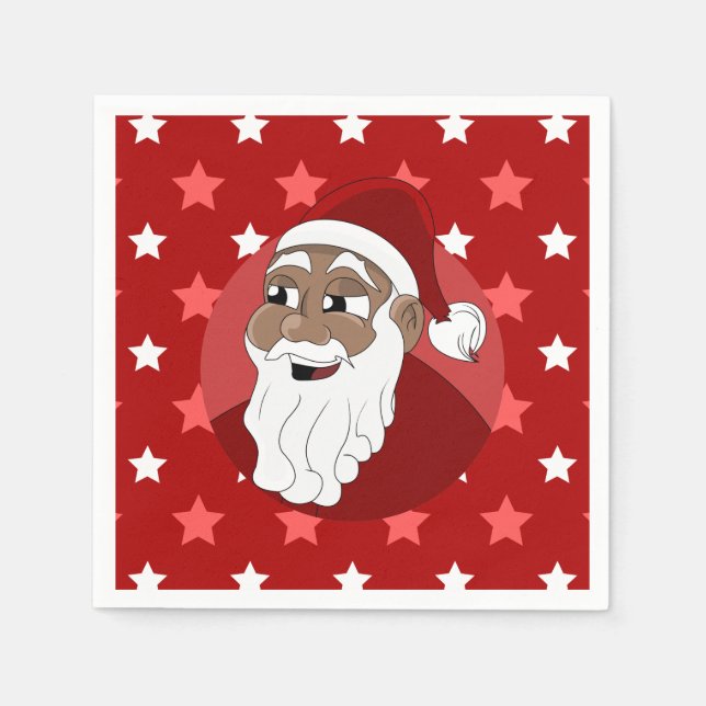 Black Santa Claus Cartoon Napkins (Front)