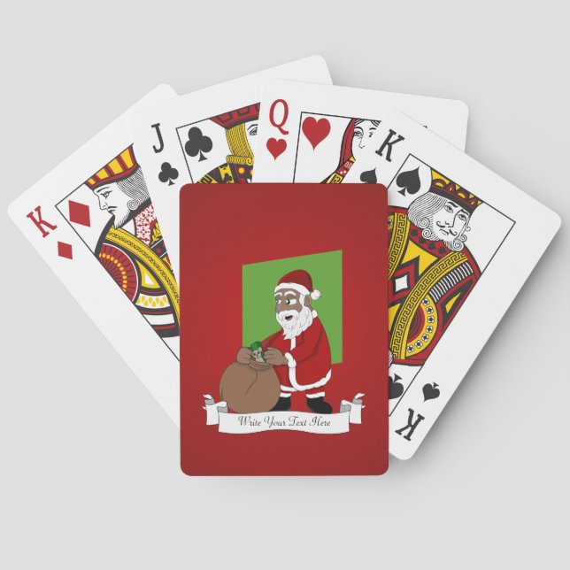 Black Santa Claus Cartoon Poker Cards (Back)