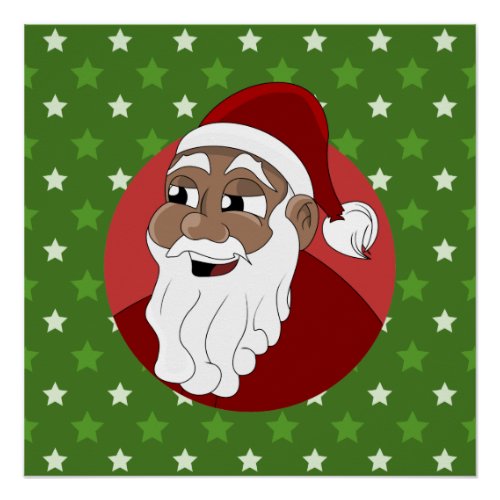 Black Santa Claus Cartoon Poster