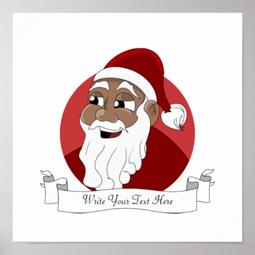 Black Santa Claus Cartoon Poster