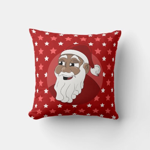Black Santa Claus Cartoon Throw Pillow