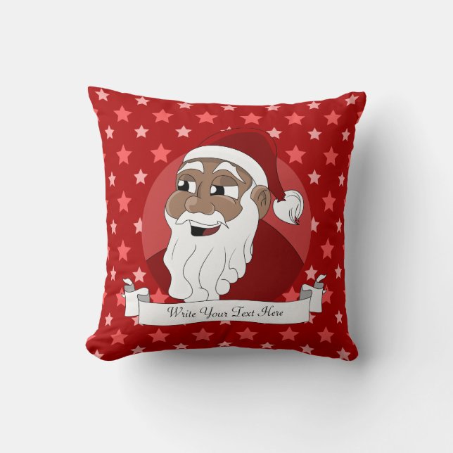 Black Santa Claus Cartoon Throw Pillow (Front)
