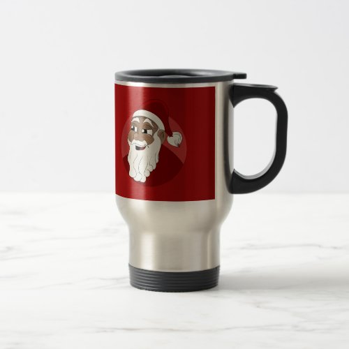 Black Santa Claus Cartoon Travel Mug
