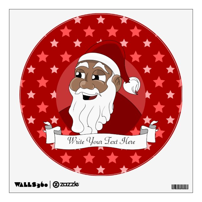 Black Santa Claus Cartoon Wall Decal (Front)