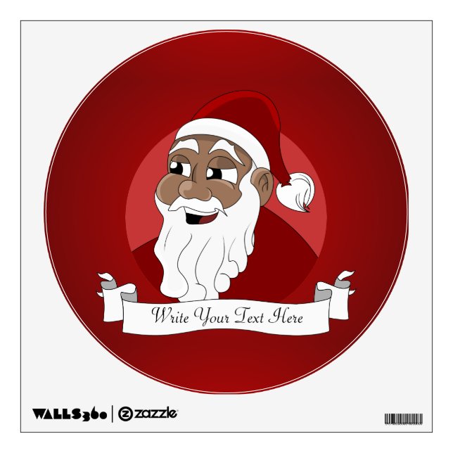 Black Santa Claus Cartoon Wall Decal (Front)