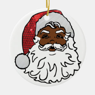 black santa claus ceramic ornament