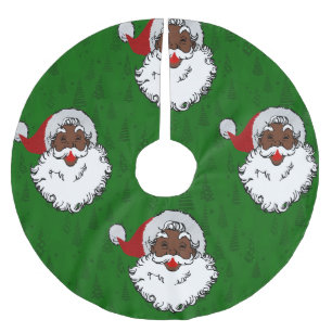 black santa claus christmas brushed polyester tree skirt