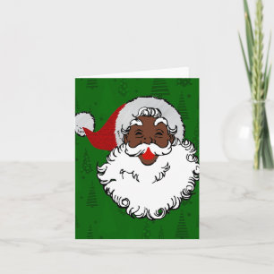 black santa claus christmas card