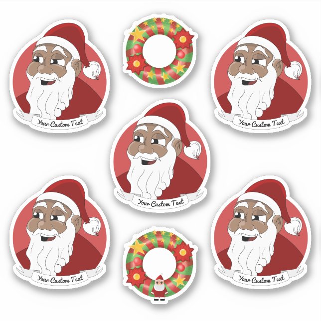 Black Santa Claus Christmas cartoon Sticker (Front)