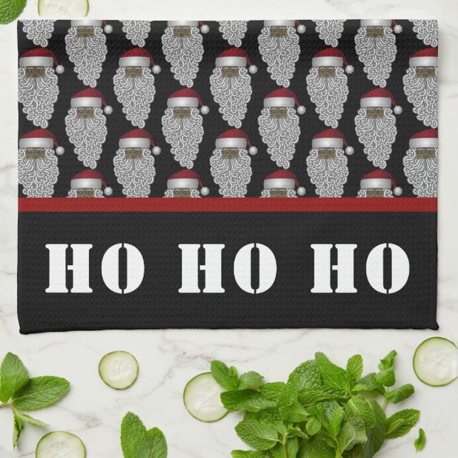 African American Santa Claus Black Christmas Kitchen Towel, Zazzle