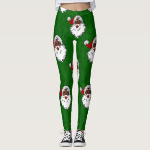 black santa claus christmas leggings