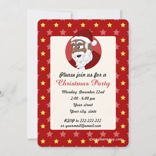 Black Santa Claus Christmas Party invitation