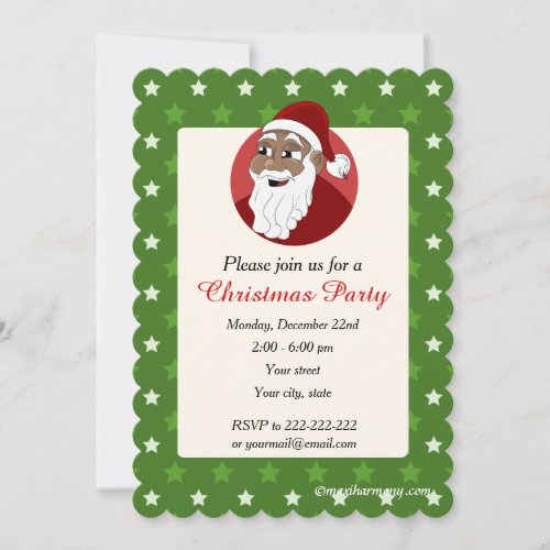 Black Santa Claus Christmas Party invitation