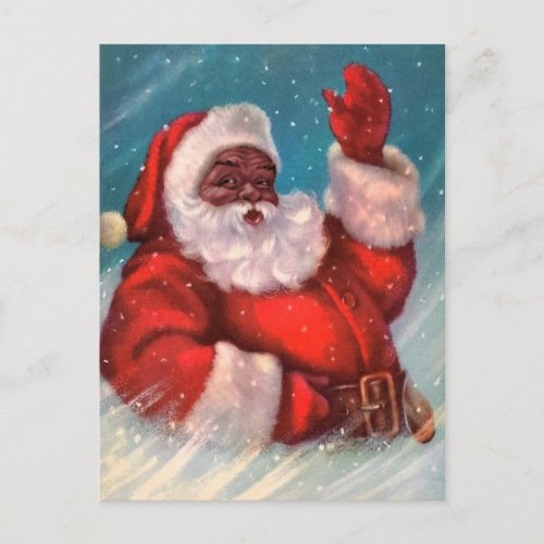 Black Santa Claus Christmas Postcard