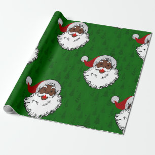 black santa claus christmas wrapping paper