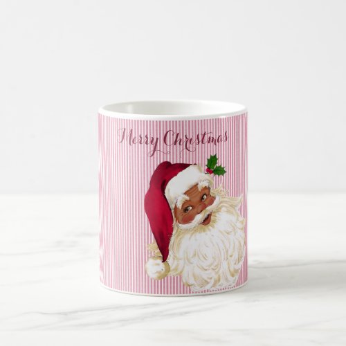 Black Santa Claus Cranberry Stripe Coffee Mug