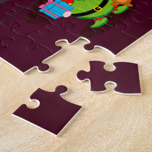 Black Santa Claus delivering Christmas gifts, Jigsaw Puzzle