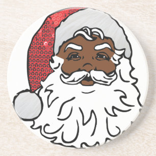 black santa claus drink coaster