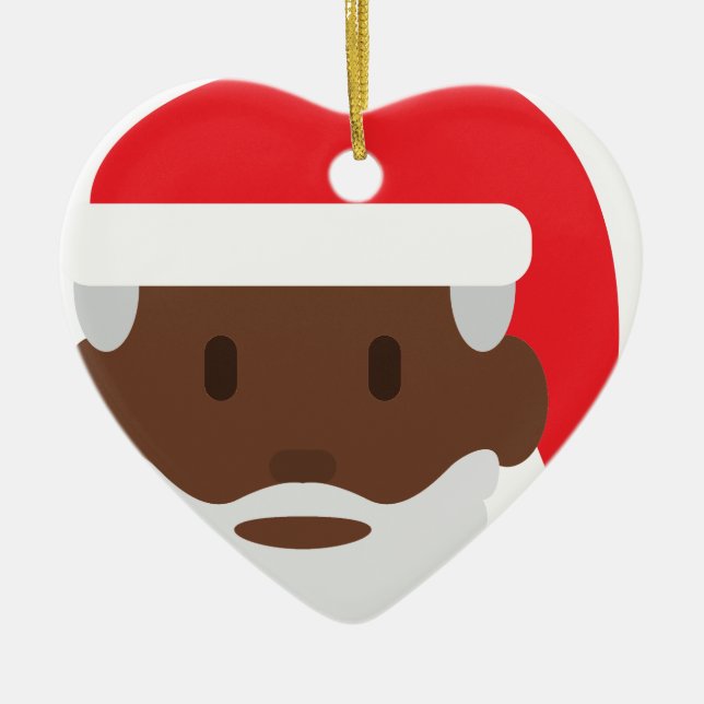 black santa claus emoji ceramic ornament (Front)