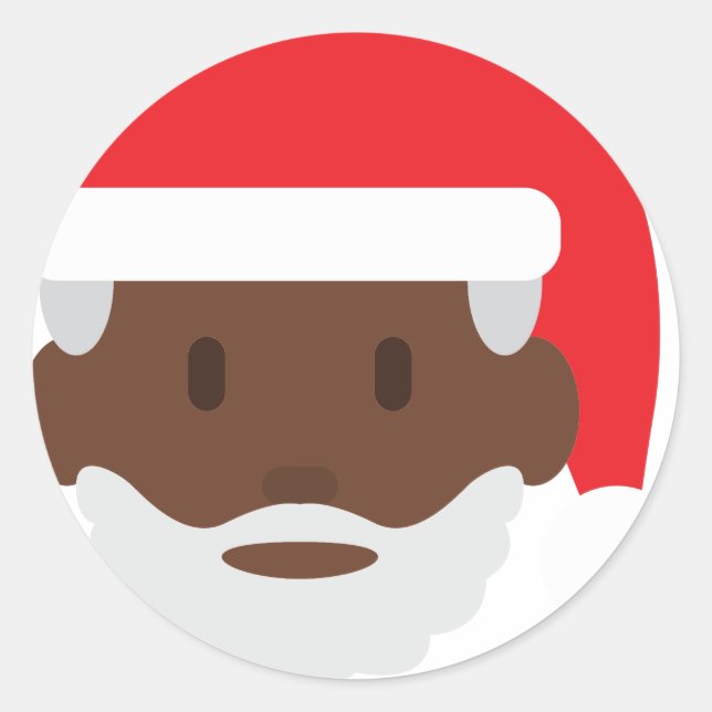 black santa claus emoji classic round sticker (Front)