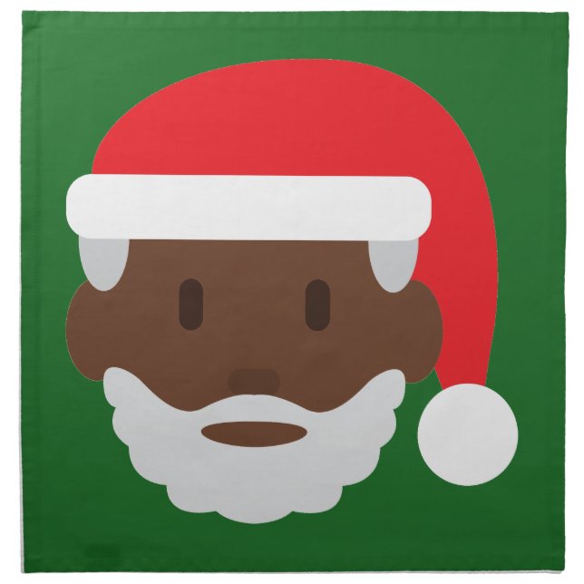 black santa claus emoji cloth napkin (Front)