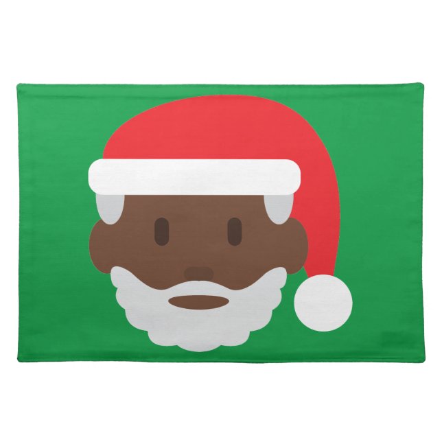 black santa claus emoji cloth placemat (Front)