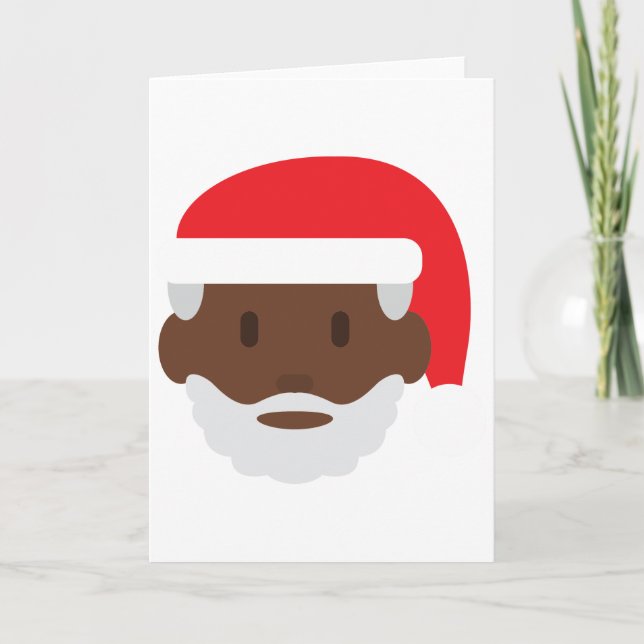 black santa claus emoji holiday card (Front)
