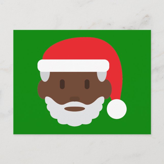 black santa claus emoji holiday postcard (Front)